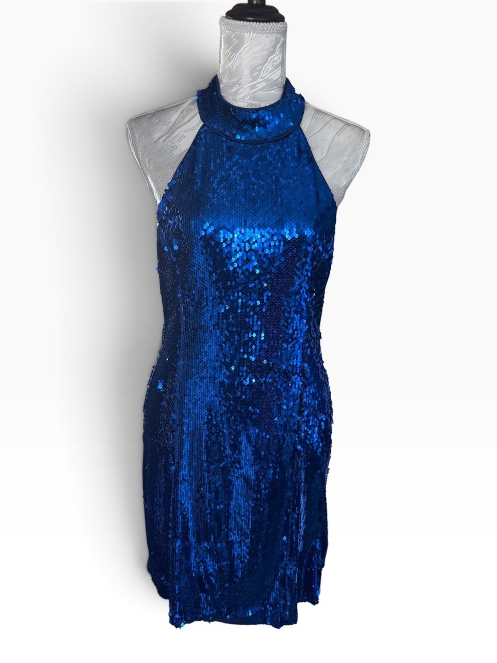 Forever 21 royal blue sequin halter-neck mini dress NWT